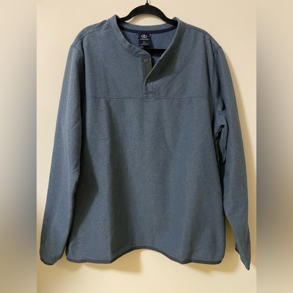 Land’s End Light Blue Fleece Lined Button-Collar Sweater -‎ L